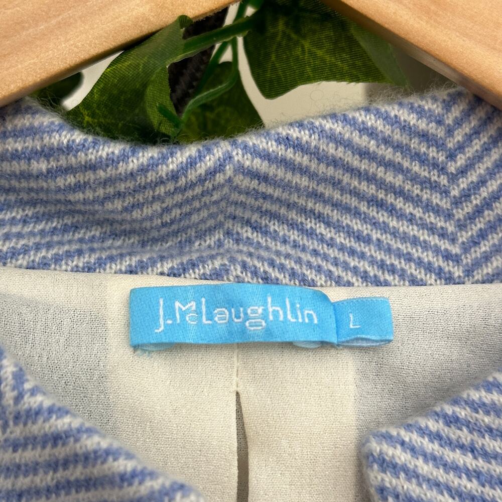 J. MCLAUGHLIN 100% Cashmere Herringbone Cardigan Sweater Coat Blue Sz L {3D37} - Picture 3 of 7